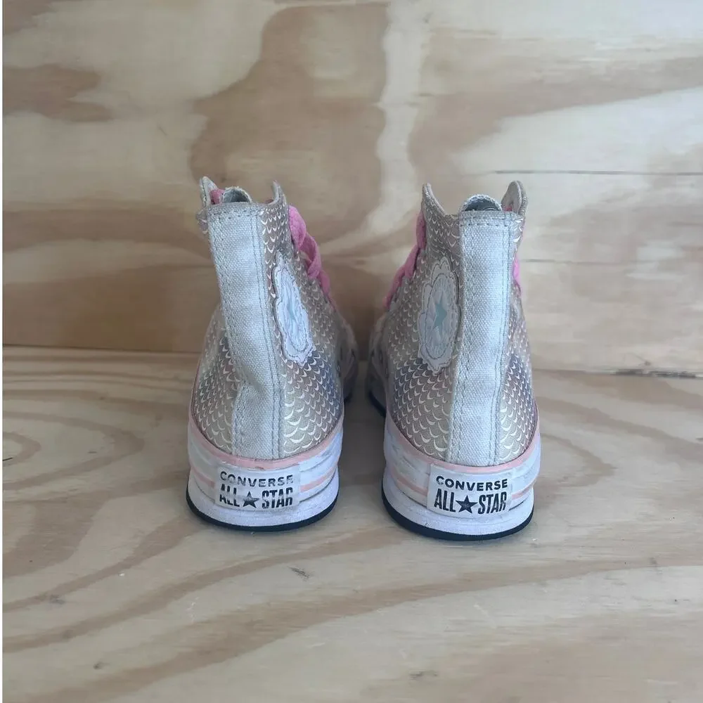 Converse All Star CT Hi Mermaid Scales Sneakers Gray/Pink Big Girl's 3 - 372752C
